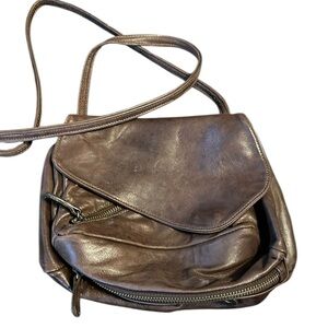 ARZA New York Boho Chocolate Brown Leather Crossbody Medium Expandable Fold
